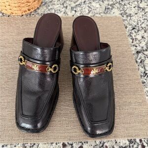 Tory Burch Black Leather Slip-On Mules